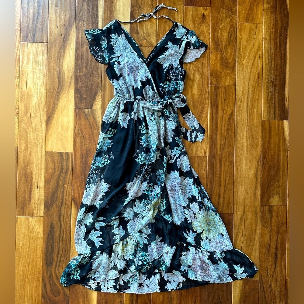 Band of Gypsies Floral Maxi Faux Wrap Dress Small